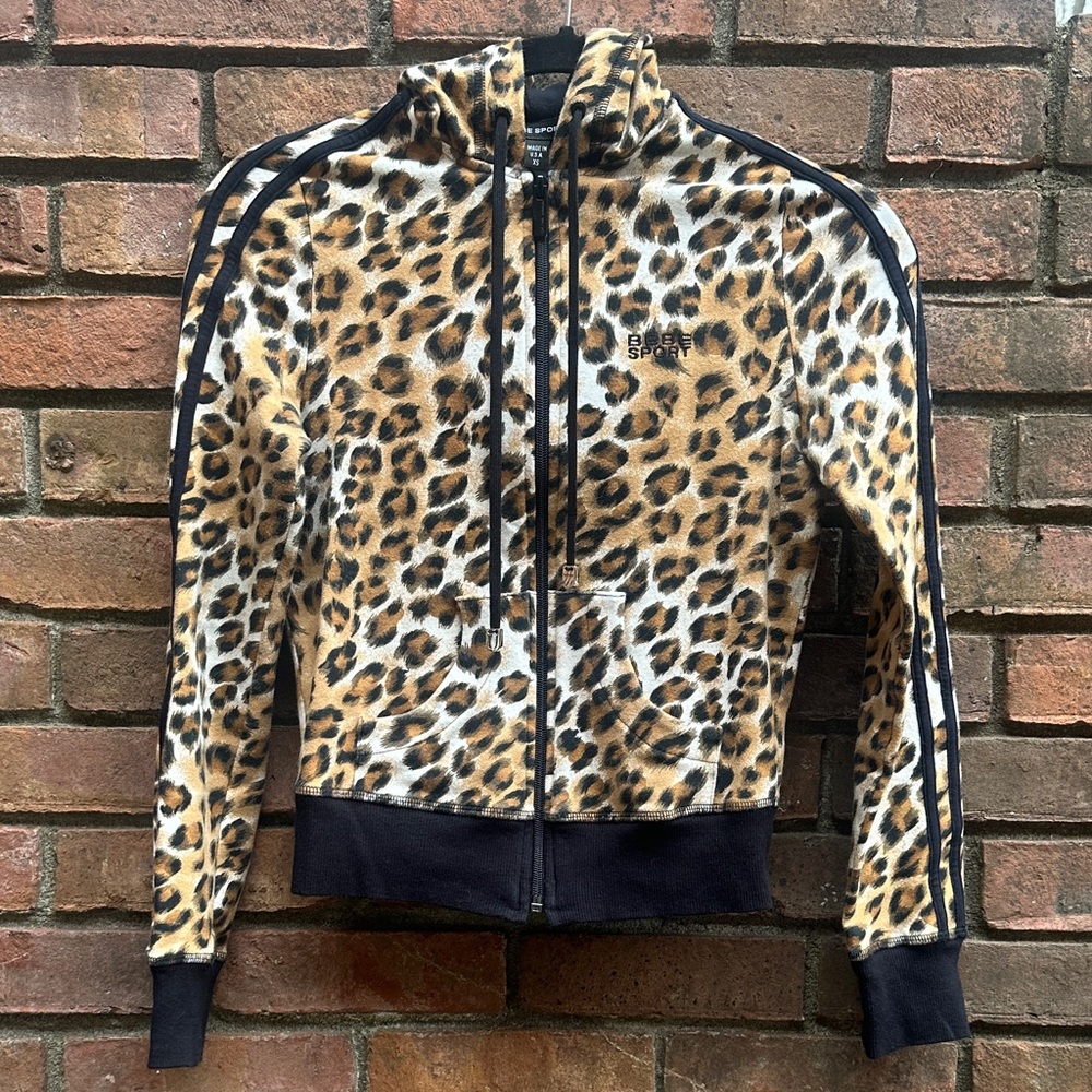 Vintage Y2K Bebe sport cheetah leopard zip up